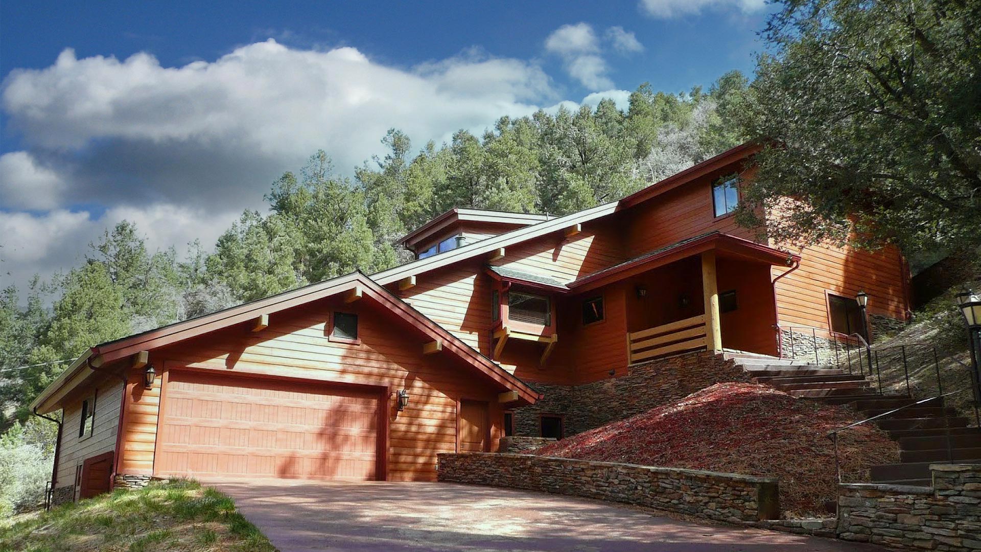 Custom mountain home surrounded by forest in Pine Mountain Club California