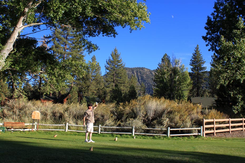 Bridge with golfers at Pine Mountain Club golf course
