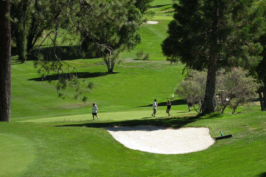 Sand bunker along fairway at Pine Mountain Club golf course