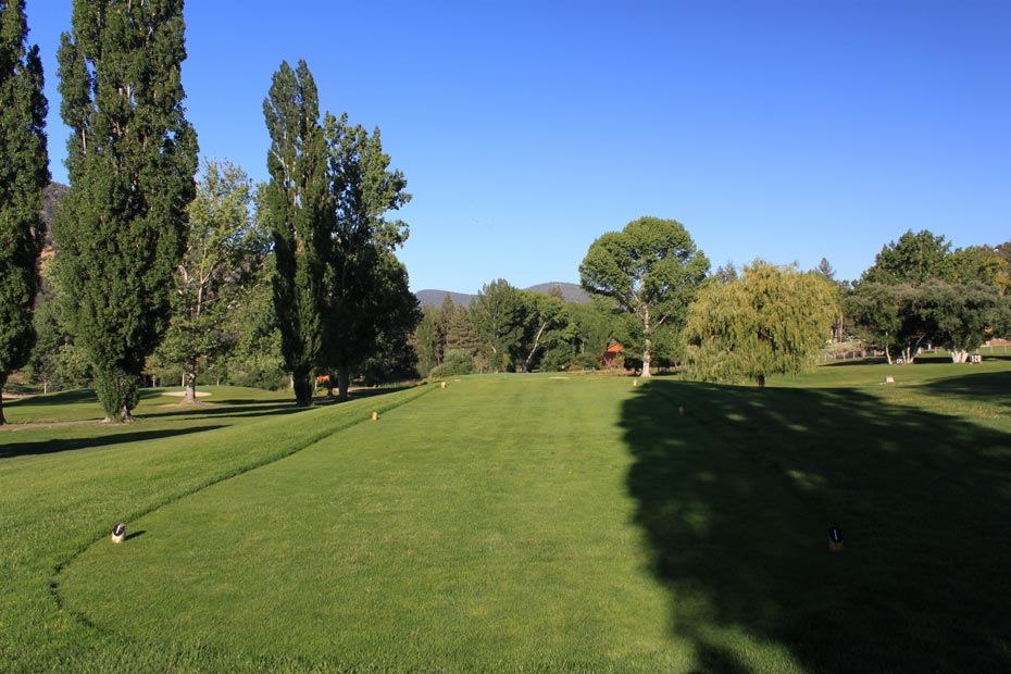 Shadowed fairway at Pine Mountain Club golf course