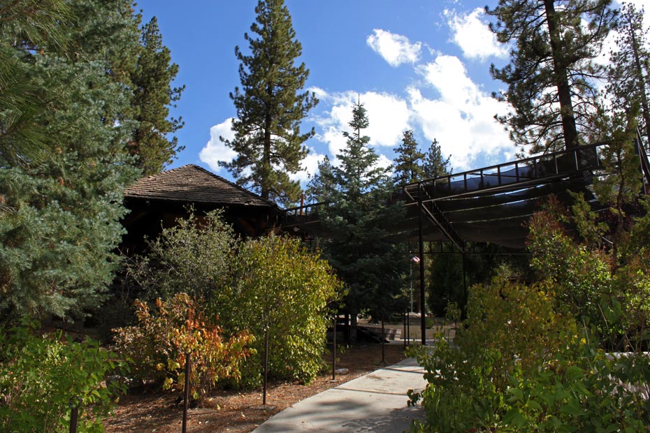 Garden path leading to a gazebo in Pine Mountain Club village