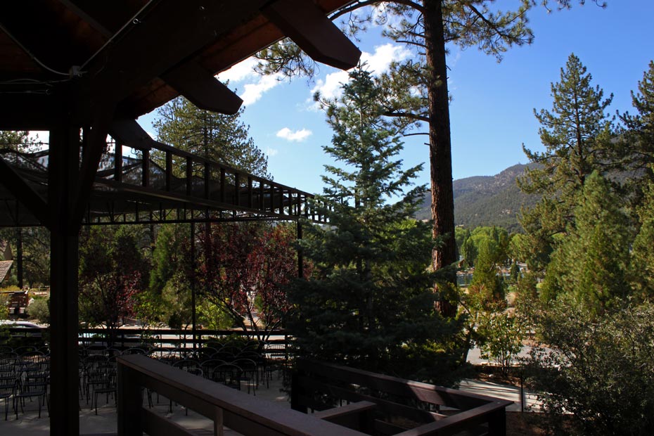 Shaded gazebo and walkway in Pine Mountain Club village