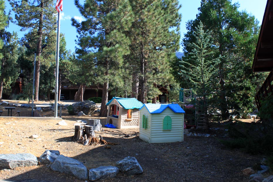 Small colorful playhouse cottages in Pine Mountain Club village