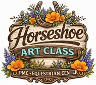 Horseshoe Art Class Pine Mountain Club Equestrian Center creative event logo